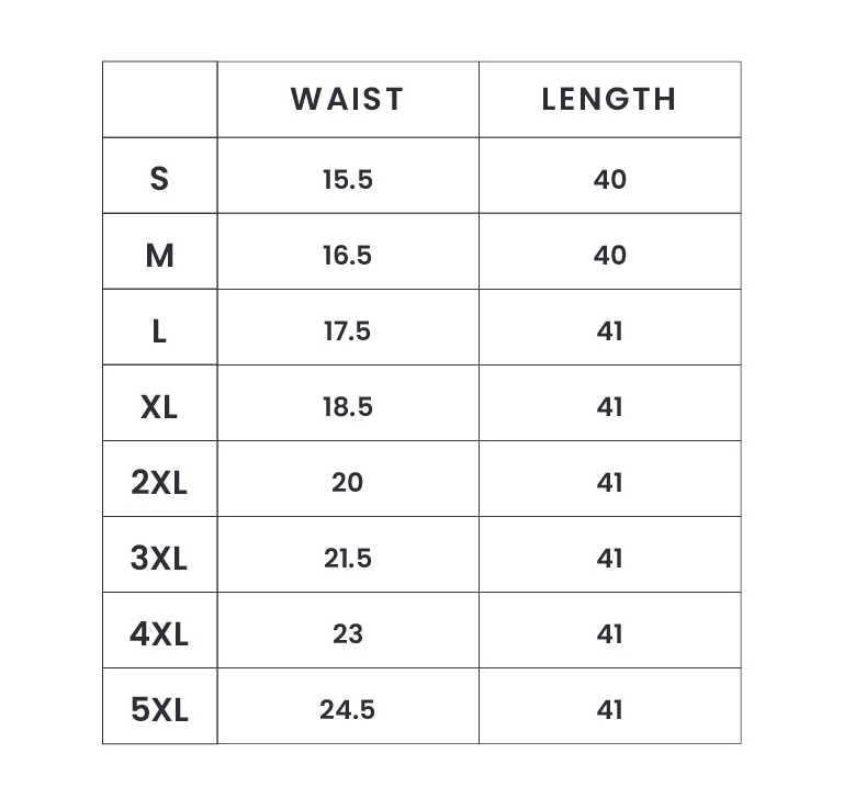 THE EVERYDAY TAILORED TROUSER- Black size chart