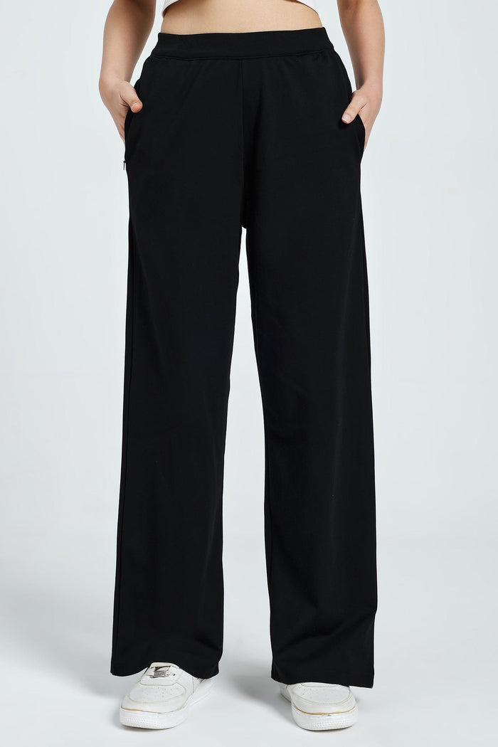 AM TO PM TENCEL WIDE LEG PANTS- Black