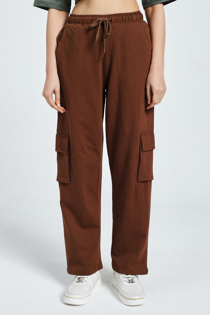 RELAXED FIT COTTON TERRY CARGO PANTS- Chip Munk
