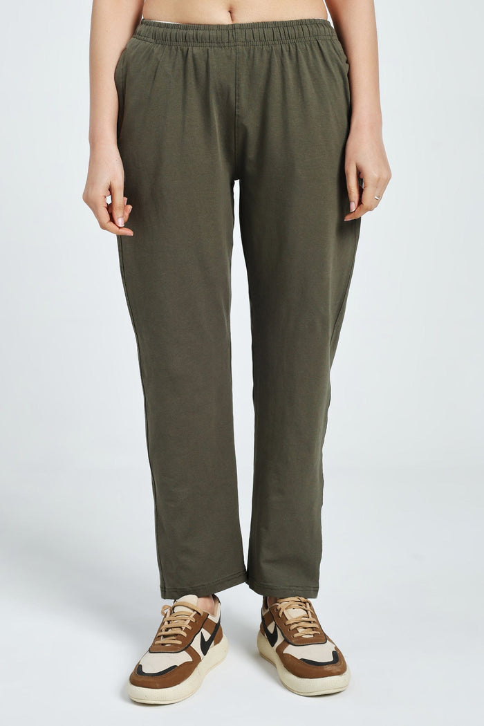 GO TO COTTON LYCRA LOWERS- Dusty Olive