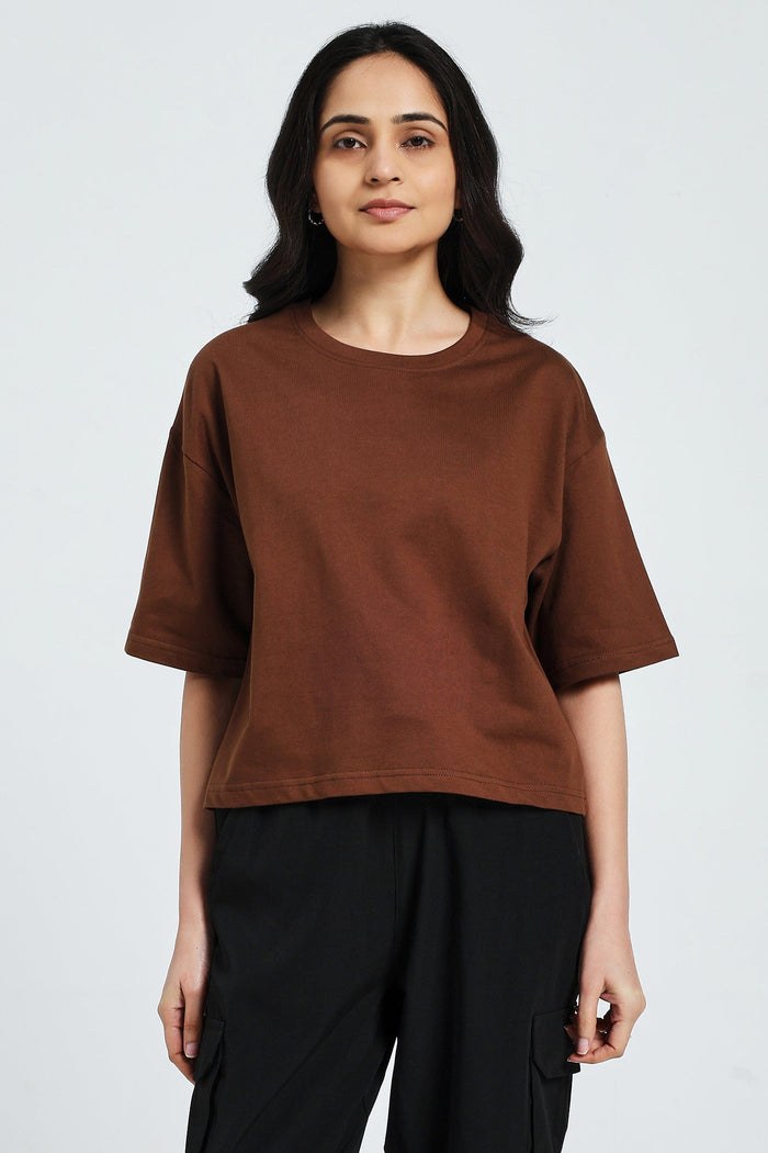 RELAXED FIT CROP TOP- Chip Munk
