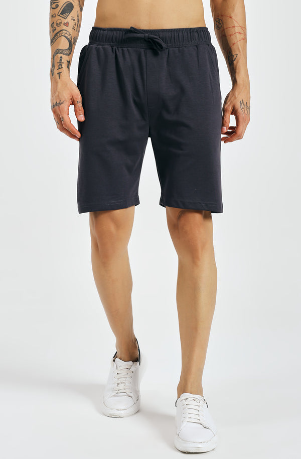 PEANUT INTERLOCK SHORTS - CAVIAR