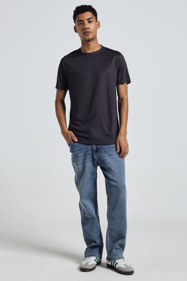 WORKOUT ESSENTIAL ROUND NECK - CHARCOAL GREY