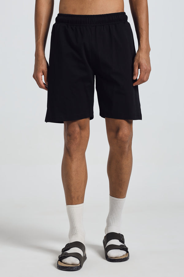 COTTON PLATING SHORTS - BLACK