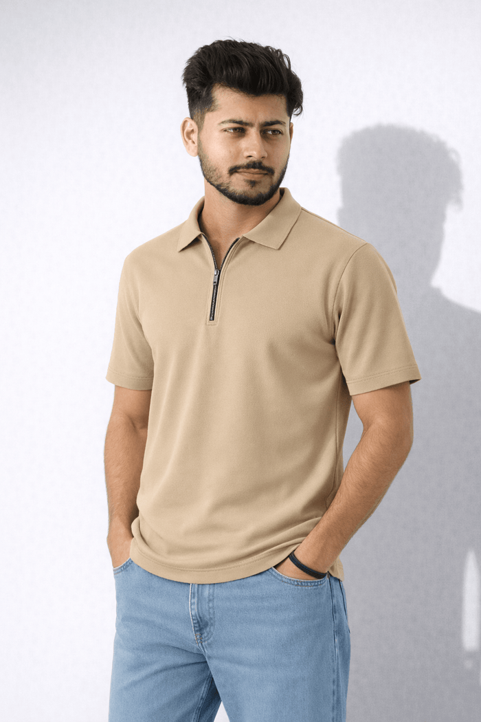 THE EFFORTLESS OVERSIZED POLO COTTON TERRY EDITION- Taupe Beige