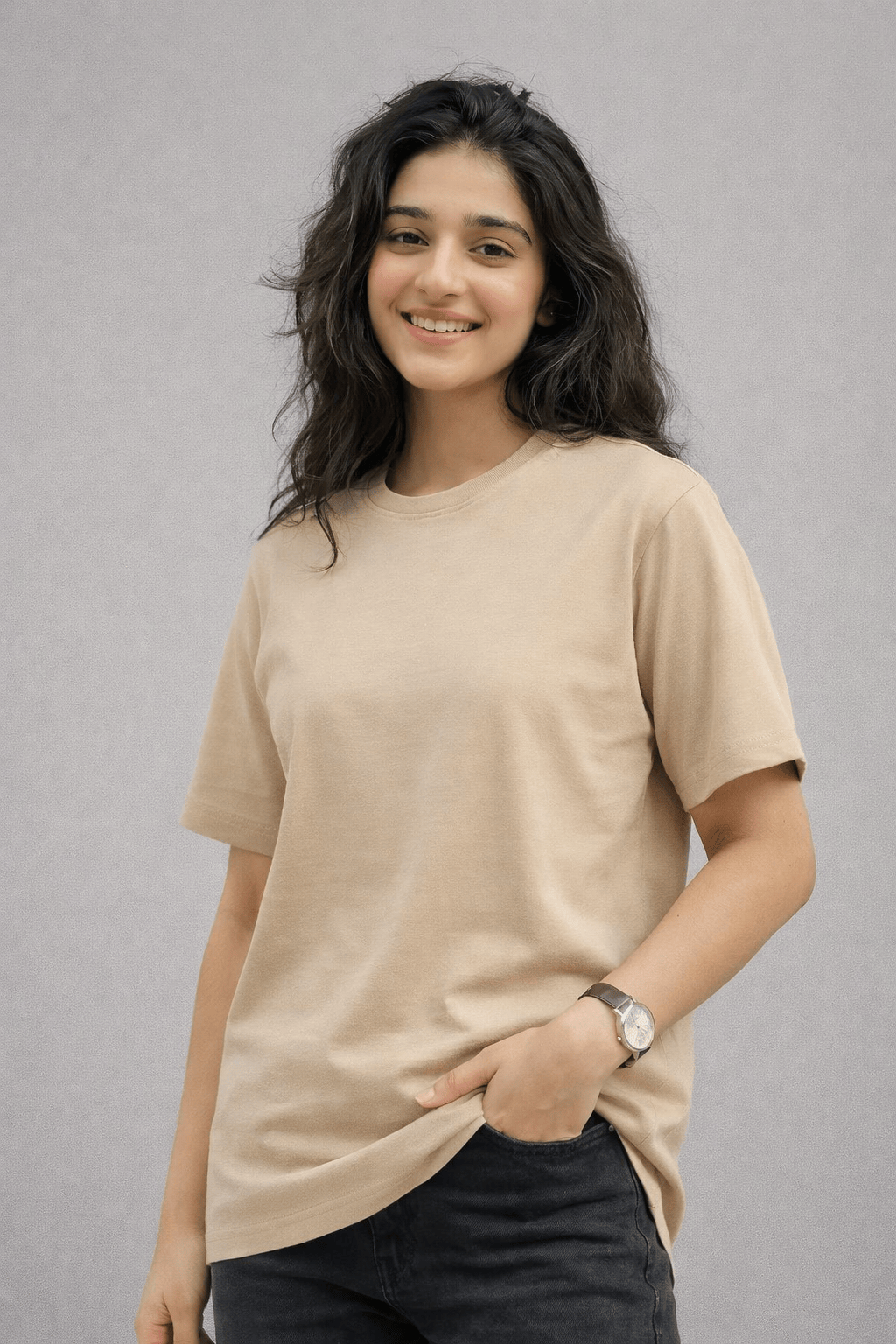 THE EVERYDAY ESSENTIAL TEE- Beige – KOR Store