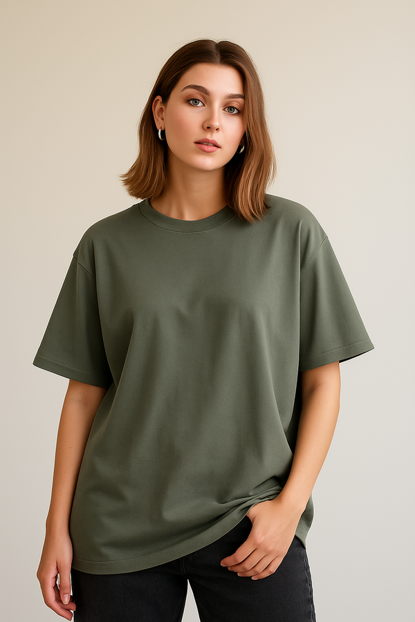 RELAXED FIT OVERSIZED T-SHIRT- Vineyyard Green