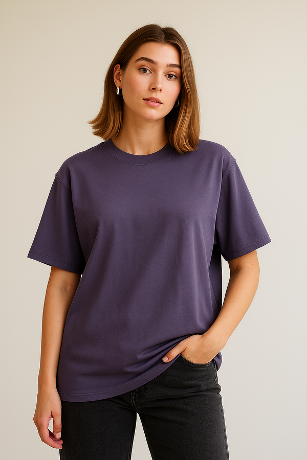 RELAXED FIT OVERSIZED T-SHIRT- Lilac Shine