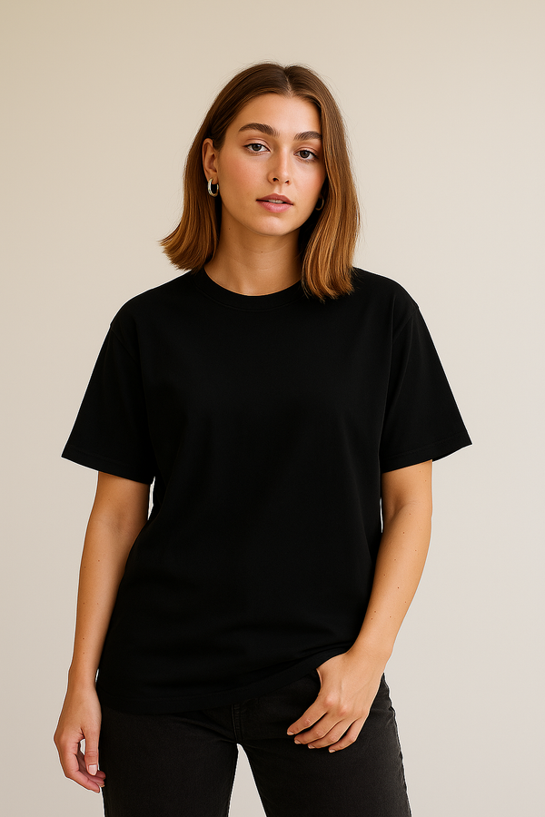RELAXED FIT OVERSIZED T-SHIRT- Black