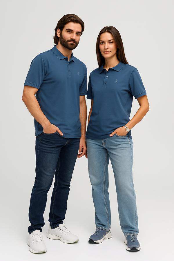 Modest Everyday Unisex Polo Neck- Denim