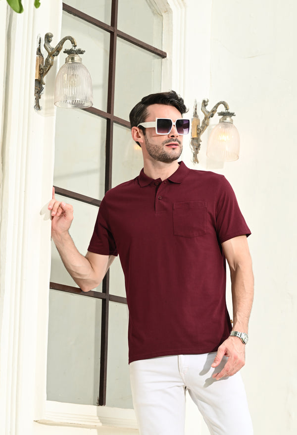 THE ETHICAL POCKET POLO- Burgundy