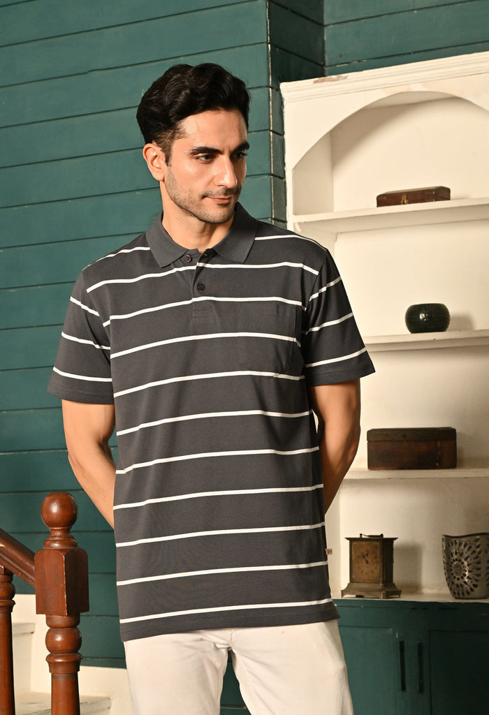 THE NO-BRAINER POCKET STRIPES- M Grey