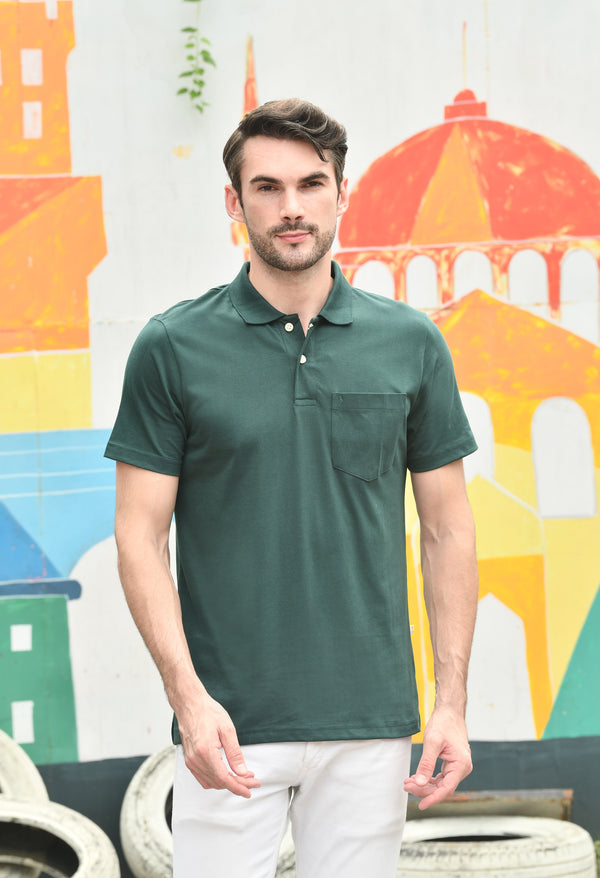 THE ETHICAL POCKET POLO- DK Green