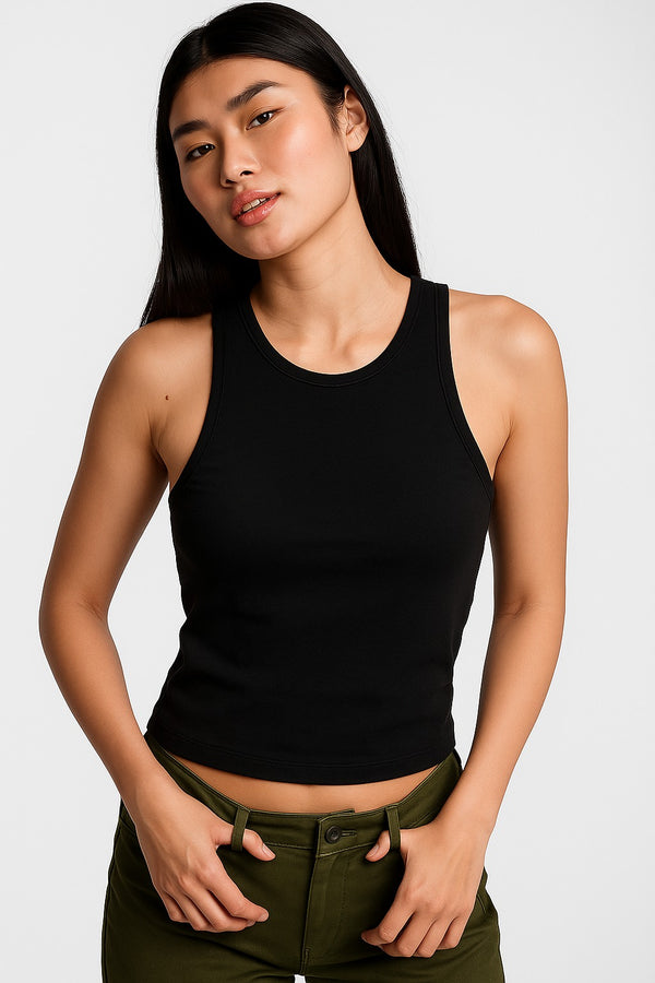 SLIM FIT TANK TOP- Black