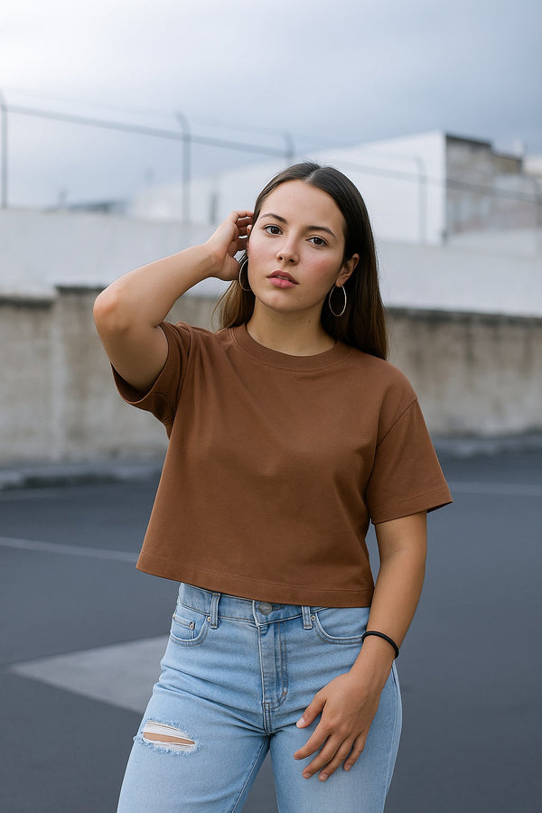 RELAXED FIT CROP TOP- Chip Munk