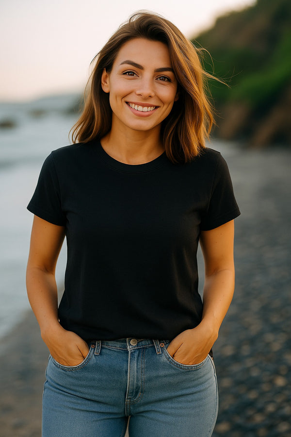 REGULAR FIT T-SHIRT- Black