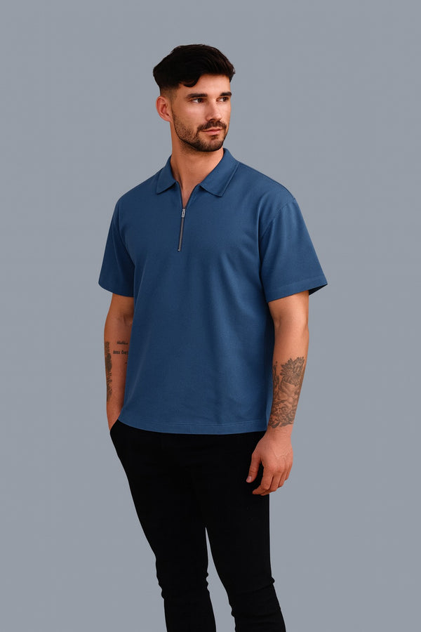 THE EFFORTLESS OVERSIZED POLO COTTON TERRY EDITION- Chaotic Blue