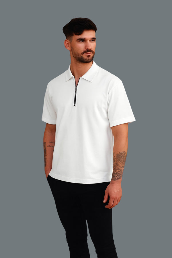 THE EFFORTLESS OVERSIZED POLO COTTON TERRY EDITION- White