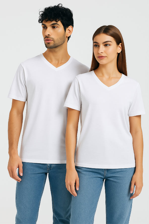 UNISEX THE EVERYDAY ESSENTIAL V-NECK- White