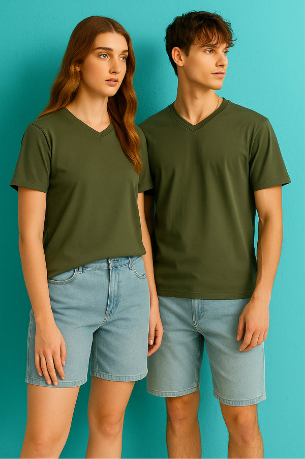 UNISEX THE EVERYDAY ESSENTIAL V-NECK- Dusty Olive