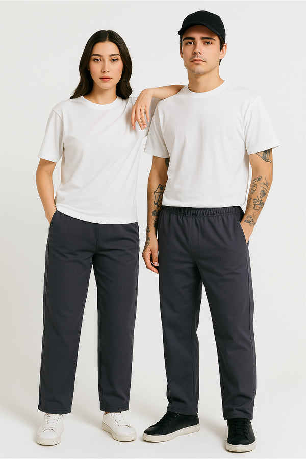 UNISEX RELAXED FIT DRAWCORD PANTS- D Grey