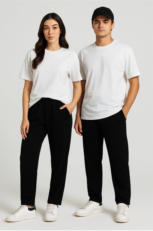 UNISEX RELAXED FIT DRAWCORD PANTS- Black