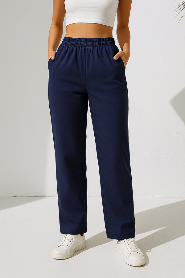 GO TO COTTON LYCRA LOWERS- Navy