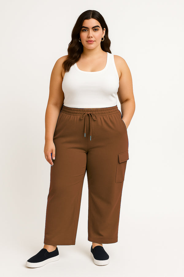 RELAXED FIT COTTON TERRY CARGO PANTS- Chip Munk