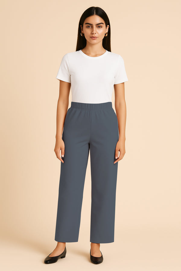 AM TO PM TENCEL WIDE LEG PANTS- Grey